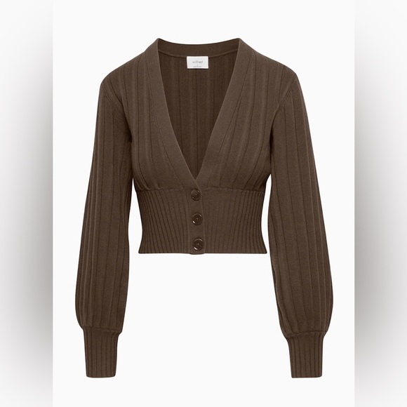 Aritzia Sweaters - Aritzia Wilfred Brown Plunge Cardigan